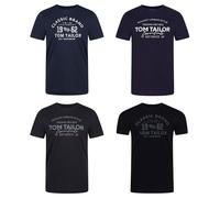 Tom Tailor T-Shirt Uomo Cotone Regular Fit 4er Pacco Set Girocollo Manica Corta