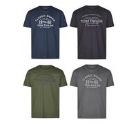 Tom Tailor T-Shirt Uomo Cotone Regular Fit 4er Pacco Set Girocollo Manica Corta