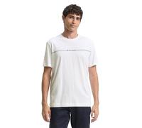TOM TAILOR T-Shirt Uomo Stampa Righe e Logo, 20000-bianco, L