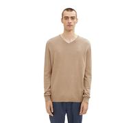 TOM TAILOR 202212 Strickpullover V-ausschnitt, Maglione Basic Uomo, Marrone (Hazel Brown Melange 31089), XL