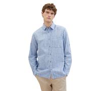 TOM TAILOR Uomo Camicia Maniche Lunghe Comfort Cotone Lino - Relaxed Fit S- 3XL
