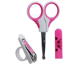 Tom & Zoé Kit Manicure Bebè Tagliaunghie e Forbici Ergonomici Rosa | Plastica PP, kit manicure bebè, tagliaunghie e forbici ergonomici, design moderno, rosa e blu