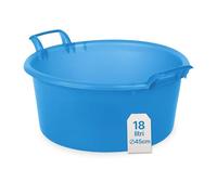 TOMAINO - Bacinella Bucato in Plastica Rigida Tonda - Contenitore Portabiancheria Multiuso per Casa, Lavaggio Panni e Cane - Catino per Bucato 18 lt Ø 45 cm