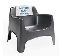 Tomaino - Poltrona Per Esterno Ibiza XL - Sedia Da Giardino in Plastica Impilabile - Sedia Plastica 79x74x70h cm - Poltrona Giardino Plastica Nero