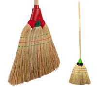 Tomaino - Scopa Saggina da Esterno con Setole in Paglia Legate Con Stoffa - Pulizia Foglie Ideale per Cortile, Portico, Giardino, Garage, Terrazzo