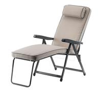 Tomaino - Sedia Sdraio Imbottita Per Interno ed Esterno - Poltrona Reclinabile Per un Perfetto Relax - Comoda e Pieghevole Ideale in Casa, Giardino, Terrazzo (Con Piedino, Ecrù)