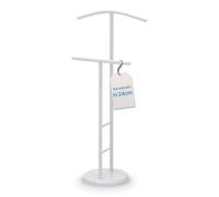 Tomaino - Servo Muto da Camera Ambrogio in Ferro Bianco - Servomuto Indossatore Porta Abiti con Spalla Curva e Barra Portapantaloni, Appendiabiti Salvaspazio per Camera da Letto, Giacche e Vestiti