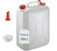 Tomaino - Tanica 20lt in Plastica per Trasporto Acqua e Alimenti, HDPE, Canestro, Contenitore Liquido, Polietilene, per Casa, Campeggio (20 Lt)
