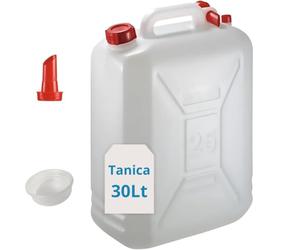 Tomaino - Tanica 30 Litri in Plastica con Tappo e Dosatore - Fusto HDPE Contenitore per Condensa Condizionatore - Bidone per Liquidi, Benzina, Acqua, Olio, Miscela, Campeggio, Vino, Camion (30 Lt)