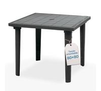 Tomaino - Tavolo Da Giardino In Plastica Quadrato - Tavolo Plastica Esterno per 4 Posti con Gambe Smontabili e Foro per Ombrellone - Tavolino da Esterno Nero