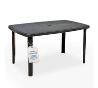 Tomaino - Tavolo Da Giardino In Plastica Quadrato - Tavolo Plastica Esterno per 6 Posti con Gambe Smontabili e Foro per Ombrellone - Tavolino da Esterno New Antracite
