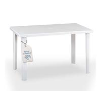 Tomaino - Tavolo Da Giardino In Plastica Rettangolare - Tavolo Plastica Esterno con Gambe Smontabili e Foro per Ombrellone - Tavolino da Esterno Bianco