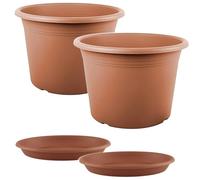 Tomaino - Vaso Per Piante Da Esterno In Plastica, Set Vaso e Sottovaso Varie Misure Per Interno, Casa, Balcone, Orchidea, Avocado, Giardino, Ufficio (Ø 25cm)