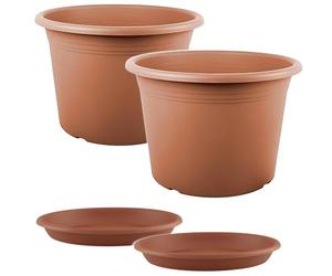 Tomaino - Vaso Per Piante Da Esterno In Plastica, Set Vaso e Sottovaso Varie Misure Per Interno, Casa, Balcone, Orchidea, Avocado, Giardino, Ufficio (Ø 20cm)