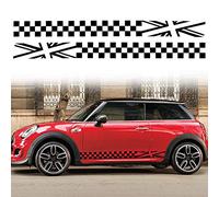 TOMALL 1 paio 199 cm auto universale da corsa bandiera a scacchi strisce laterali decalcomania per auto vinile impermeabile adesivi laterali porta reticolo decorazioni decalcomanie accessori (nero)