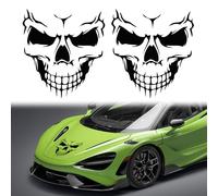 TOMALL 2 adesivi a forma di teschio per auto, in vinile, decalcomanie grafiche di Halloween, decalcomanie grafiche con scheletro per auto, finestre, cofano, impermeabili, spaventosi, decorazioni per