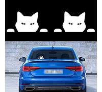 TOMALL 2 pezzi 14cm adesivi per auto che sbirciano gatto che guardano vinile decalcomanie riflettenti impermeabili divertenti autoadesivi per paraurti per finestrini dell'auto laptop moto (bianco)