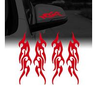 TOMALL 4 pcs 19 cm adesivi riflettenti a fiamma da per auto da corsa con fiamme sport a strisce per carrello da golf in vinile impermeabile per carrozzeria camion SUV fuoristrada skateboard (rosso)