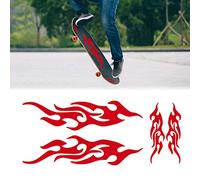 TOMALL 4pz 12 cm+29 cm riflettenti per auto con fiamme da adesivi per auto da corsa e sport a strisce in vinile impermeabili fai da te per carrozzeria camion SUV fuoristrada skateboard (rosso)