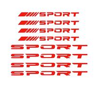 TOMALL 8 Adesivo per Auto Riflettente Cerchi Performance Sport Logo Decal per Auto Camion Paraurti Porta Maniglia Finestra Moto Laptop Decorazione Impermeabile(rosso)