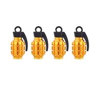 TOMALL Coperchi valvola della Ruota del cerchione della Gomma Stile Grenade per Veicolo Moto Coperchio Antipolvere della valvola della Gomma in Lega di Alluminio Bici (4 Pezzi d'oro)