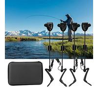 Tomantery Allarme di Abboccata da Pesca Indicatore di Catena Avviso Sonoro e Luminoso 4 Pezzi Ganci in Plastica per la Pesca Notturna, Accessorio Impermeabile per Attrezzatura per Pesci Neri per Gli