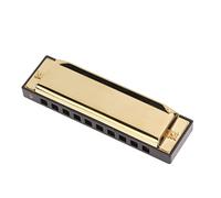 Tomantery Armonica a Chiave C a 10 Fori, Armonica a Bocca in Rame Cromato | Armonica dorata, diatonica a 20 toni, dimensioni compatte, per concerti, principianti, bambini
