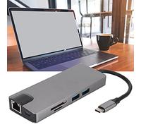 Tomantery Convertitore Hub Ethernet TYPE-C con Lettura di Schede di Memoria USB 3.0 X 2 per Notebook e Ufficio, Compatibile con più Sistemi, Metallo