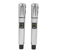 Tomantery Microfonico Palmare Dinamico UHF Wireless Doppio per Canto Karaoke, Portata 100 M, Set di 2 Microfoni in Metallo ABSS (Argento)
