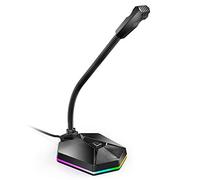 Tomantery Microfono per Computer USB RGB con Collo di Cigno in Metallo Pieghevole per un Posizionamento Accurato del Campo Sonoro, Microfono Desktop per PC Senza Guida per Giocatori e Streamer