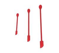 Tomantery Mini Spatola in Silicone a Doppia Testa, 3 Pezzi Rossa (Rosso) | Spatola piccola per marmellata, flaconi per trucchi, vasetti stretti, con silicone alimentare, punte flessibili