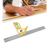 Tomantery Righello Quadrato Combinato Regolabile in Acciaio Inossidabile per la Lavorazione del Legno Strumento Portatile Giallo da 12 X 4,7 Pollici