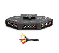 Tomantery Selettore Interruttore AV 3 in 1 Uscita Splitter per più (Nera) | Custodia Nera in ABS, Commutazione Manuale Tramite Pulsante, Funziona con TV DVD VCR e Satellite, Nessuna Alimentazione