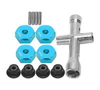 Tomantery Set Adattatori Esagonali per Ruote da 12 Mm, Lega di Alluminio | Set chiavi a croce adattatore esagonale, dado antiscivolo, viti M4, lega di alluminio, per auto RC 1/10