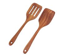 Tomantery Set Spatola Scanalata in Legno di Alta qualità, Utensili da in Colore Originale per Ristorante di Casa, Leggero, 2 Pezzi, Impugnatura Comoda, 12,01x2,95 Pollici