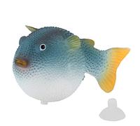 Tomantery Simulazione Luminosa Acquario Pesce Palla Pesce di Gomma con Ventosa per Acquari, Decorazioni Bagliore nel Buio di Pesci Artificiali per Gli Appassionati di Acquari 8 cm (Blu)