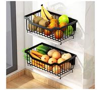 TOMAO Cesto Verdure, Attaccatura parete Cesto Frutta, Organizzatore per bagno in acciaio inossidabile, Con Vassoio Di Scarico, Facile Da Pulire, per Cucina, Dispensa, Bagno Organizer(Color:2个)