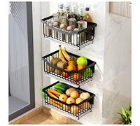 TOMAO Cesto Verdure, Attaccatura Parete Cesto Frutta, Organizzatore per Bagno in Acciaio Inossidabile, con Vassoio di Scarico, Facile da Pulire, per Cucina, Dispensa, Bagno Organizer(Color:3个)