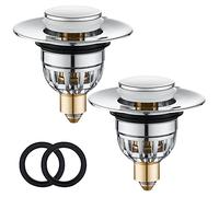 Tomario 2 Lavello Spine Bagno Spina, In Acciaio Inox Bagno Spina Pop Up Spine per Lavabo, Spina Push-Type Lavello Sostituzione Bagno Drainer Spina Filtro con Bounce Core per 34-40mm Foro di Scarico