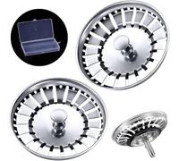 Tomario Tappo filtro per lavello da cucina, in acciaio inox, spesso per lavello da cucina, diametro del foro 78 mm, 79 mm, 82 mm, 84 mm (confezione da 2, 84 mm)