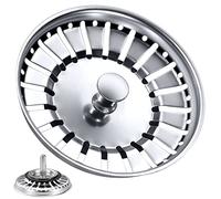 Tomario Tappo per lavello da cucina, in acciaio inox, spessore del foro del diametro di 84 mm, per lavello da cucina, filtri per lavello, tappi di ricambio per cibo/capelli (1, 84 mm)