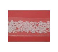 TOMASELLI MERCERIA 50 Cm Passamaneria Bordo Tulle Glitter Lurex Effetto Strass Fantasia Fiore Alta 5 Cm - Bianco