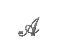 TOMASELLI MERCERIA Applicazione Lettera Iniziali Alfabeto Termoadesiva Ricamo Punto Pieno Corsivo Argento Lurex Alta 25 Mm - Lettera A