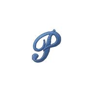 TOMASELLI MERCERIA Applicazione Termoadesiva Lettera Iniziali Alfabeto Ricamo Punto Pieno Corsivo Celeste Alta 25 Mm - Lettera P