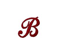 TOMASELLI MERCERIA Applicazione Termoadesiva Lettera Iniziali Alfabeto Ricamo Punto Pieno Corsivo Rosso Alta 25 Mm - Lettera B