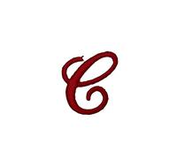 TOMASELLI MERCERIA Applicazione Termoadesiva Lettera Iniziali Alfabeto Ricamo Punto Pieno Corsivo Rosso Alta 25 Mm - Lettera C