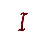 TOMASELLI MERCERIA Applicazione Termoadesiva Lettera Iniziali Alfabeto Ricamo Punto Pieno Corsivo Rosso Alta 25 Mm - Lettera I