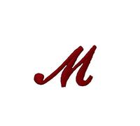 TOMASELLI MERCERIA Applicazione Termoadesiva Lettera Iniziali Alfabeto Ricamo Punto Pieno Corsivo Rosso Alta 25 Mm - Lettera M