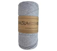 TOMASELLI MERCERIA Cordino 3 Mm Macra More Cotone Uncinetto 250 GR macramè Crochet Filo 200 Mt - Grigio Chiaro