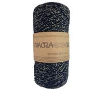 TOMASELLI MERCERIA Cordino 3 Mm Macra More Cotone Uncinetto 250 GR macramè Crochet Filo 200 Mt - Nero e Oro Lurex